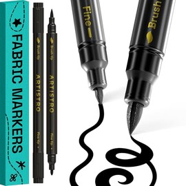 ARTISTRO 2 marcadores de tela negros de doble punta – Kit de decoración de tela – Permanente para ropa – Bolígrafos de pintura acrílica para tenis, bo
