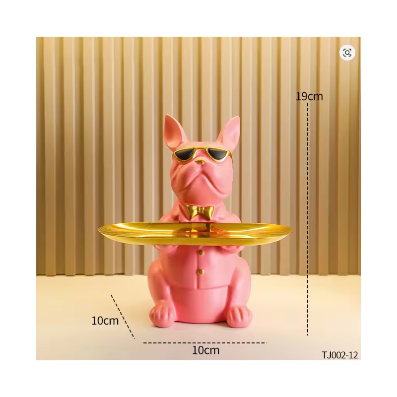 Bulldog Statue with Storage Tray for Keys and Jewelry –