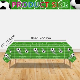 QUERICKY 2 Pack Soccer Party Tablecloths, Soccer Theme Birthday Table Cover, 51x87'' Plastic Disposable Rectangle Tablecloth for Men Boys Birthday Party Soccer Theme Party Decorations