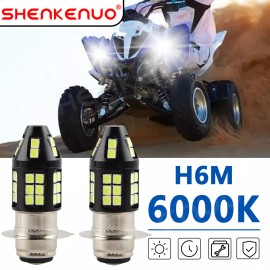 SHENKENUO Headlights For Yamaha Raptor 700 700R 2006 2007-2018 White 6000K LED Bulb H6M 2x