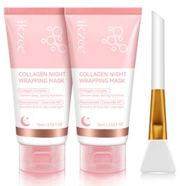 Kollagen-Gesichtsmaske, Kollagen-Nacht-Wrapping-Maske, koreanische Kollagenmaske, Elastizitäts- und Feuchtigkeitspflege, glatt und fest über Nacht 75ml/2,53 (2 Stück)