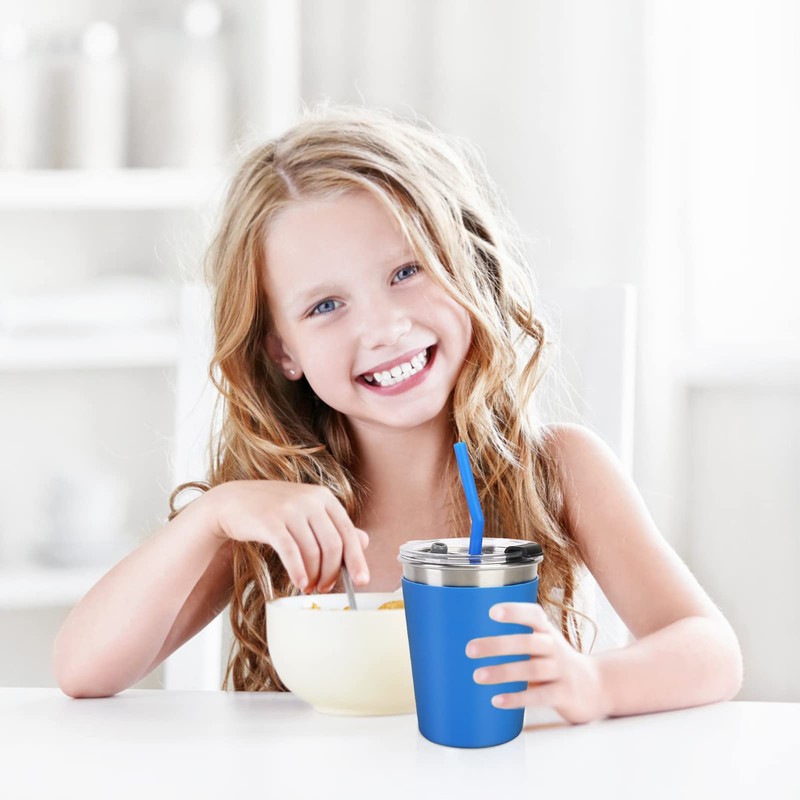 ShineMe 5Pack Kids Cups with Straws and Lids Spill Proof,