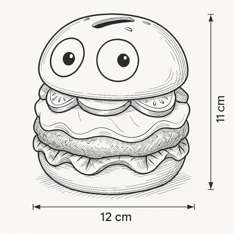 MIJOMA Burger Money Box with Ceramic Eyes - With Lock