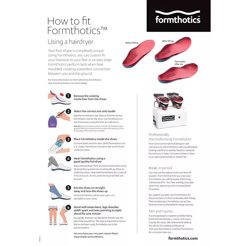 Formthotics Sport Run Shock Stop Insoles Shock Absorber Orthotics -