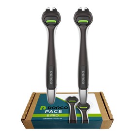 Dorco Pace 6 Pro - Six Blade Razor System with Trimmer - 2 Replacement Handles (Handles Only)