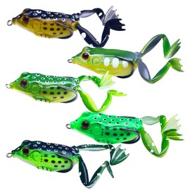 HENGJIA 5 pcs/Set Soft Frog Fishing Lures Snakehead Lure Topwater Simulation Soft Bass Bait Artificial Bait 5cm