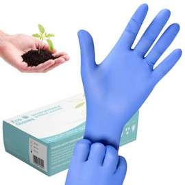 Eco Gloves Eco-friendly Biodegradable Nitrile Disposable Gloves, Powder Free, Latex Free | Food Prep, Beauty, Tattoo, Cleaning 100PCS/Box (Pack of 100, Medium)