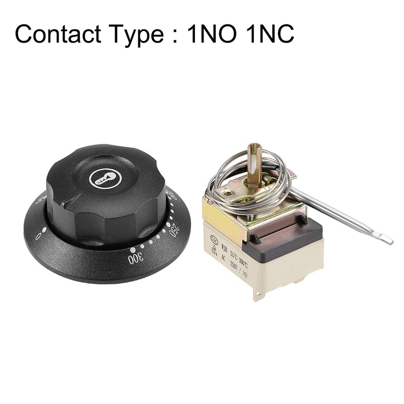 sourcing map 1NO 1NC 250V 16A 50-300C Temperature Control Switch