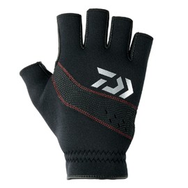 DAIWA DG-6307W Fishing Gloves, Windproof, Cold Protection, Leather Gloves, 5 Pieces, Black, L