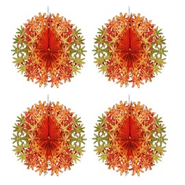 Foil Ceiling Decorations Red/Gold Christmas 2 Tone - Set 4 30cm Balls Christmas Decorations