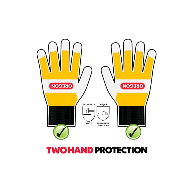Oregon 295399XL Chainsaw Protective Gloves, Leather – Pair (XL),Yellow