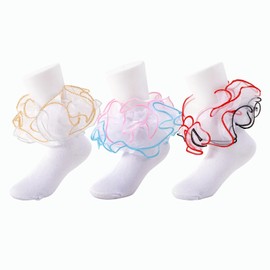 MKYSZLT Toddler Girls Ruffle Socks Girl Lace Frilly Dress Socks Soft Cotton Sock with Big Fluffy Ruffles for Baby Little Kids (US, Age, 8 Years, 10 Years, colorful ruffle socks - 3 pairs)