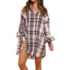 Danedvi Womens Oversized Flannel Plaid Shirts Jacket Ballon Sleeve Button
