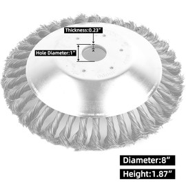 AR-PRO 8-Inch Rotary Steel Wire Weed Brush Blade with Universal Adapter Kit - Round Steel Wire Brush Compatible with Husqvarna, Stihl, Oregon, and Hitachi Straight Shaft Trimmers