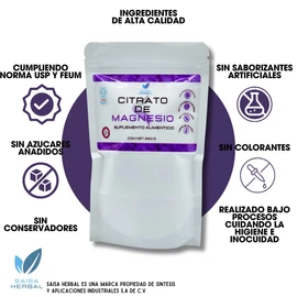 Citrato De Magnesio 250 G. Y Citrato De Potasio 250 G. 100% Puro SAISA HERBAL