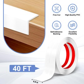 Wall Corner Protector Moulding Trim Peel and Stick Molding Trim for Walls Corner Trim Self Adhesive Wall Corner Guards Edge Protector Flexible Wall Trim Moulding, 0.8 in x 40 Ft, White