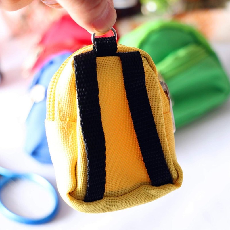 1Pc Blue Mini Doll Backpack School Bag Model Dollhouse School