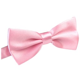 AWAYTR Men's Pre Tied Bow Ties for Wedding Party Fancy Plain Adjustable Bowties Necktie (Light Pink)