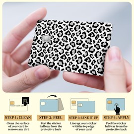 BSADKJFQO 4 Pcs Card Skin, Credit Card Skin for Transportation Key, Waterproof Vanly Debit Card Skin, Cute Personalizing Card Sticker, Slim Card Cover for Small Chips Grey Leopard Spot