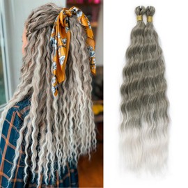 Eerya Long Curly Braiding Hair 30 Inch 2 Packs Ocean Wave Crochet Hair for Black Women Deep Wave Braiding Hair for Boho Braids（30 inch, T8/60A）