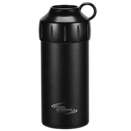 Pearl Metal Cool Storage D-6483 Vacuum-Insulated Bottle Cooler for 11.8 and 16.9 fl oz (500 and 600 mL) PET Plastic Bottles, Retains Cold and Heat, Black