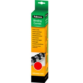 Fellowes 12 mm A4 Retail Plastic Binding Combs - Red, Pack of 25