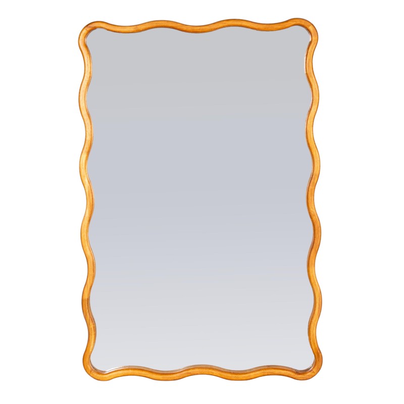 Creative Co-Op Wavy Rectangular Mirror with Scalloped Wooden Frame