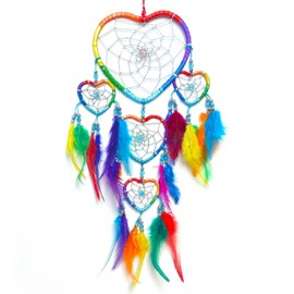 DREAMCATCHER RAINBOW HEART DREAM CATCHER 12cm x 35cm Stunning Girls Boys Kids Bedroom Decoration