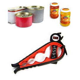 5-in-1-Flaschenöffner und 4-in-1-Dosenöffner-Set, ergonomischer Multifunktions-Flaschenöffner, Rot und Schwarz, 23 cm und 14,5 cm