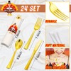 Meanplan 24 Pack Thanksgiving Turkey Cutlery Holders Pre Rolled Gold