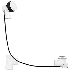 Westbrass Sch. 40 PVC 35 in. Cable Drive Bath Waste, Powder Coat White, D50P35-50