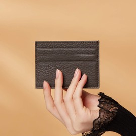 YEHMAN Leather Card Holder 7 Compartments Minimalist for Women Men Children, darkgray, Credit card sleeve