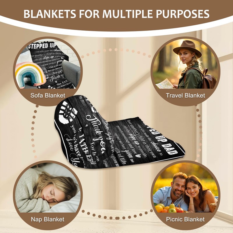 Yasrlvun Step Dad Gifts Step Dad Blanket 50"x60" for Bonus