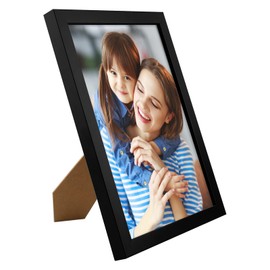 Golden State Art, A4 Black Photo Frame - Solid Wood And Display 8.3X11.7 Picture Without Mat -Acrylic Glass (Tabletop Or Wall Display), Set of 4