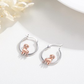Boxer Dog Earrings 925 Sterling Silver Cute Puppy Earrings Hypoallergenic Hoop Earrings for Senstive Ears Pet Jewelry Boxer Gifts for Women