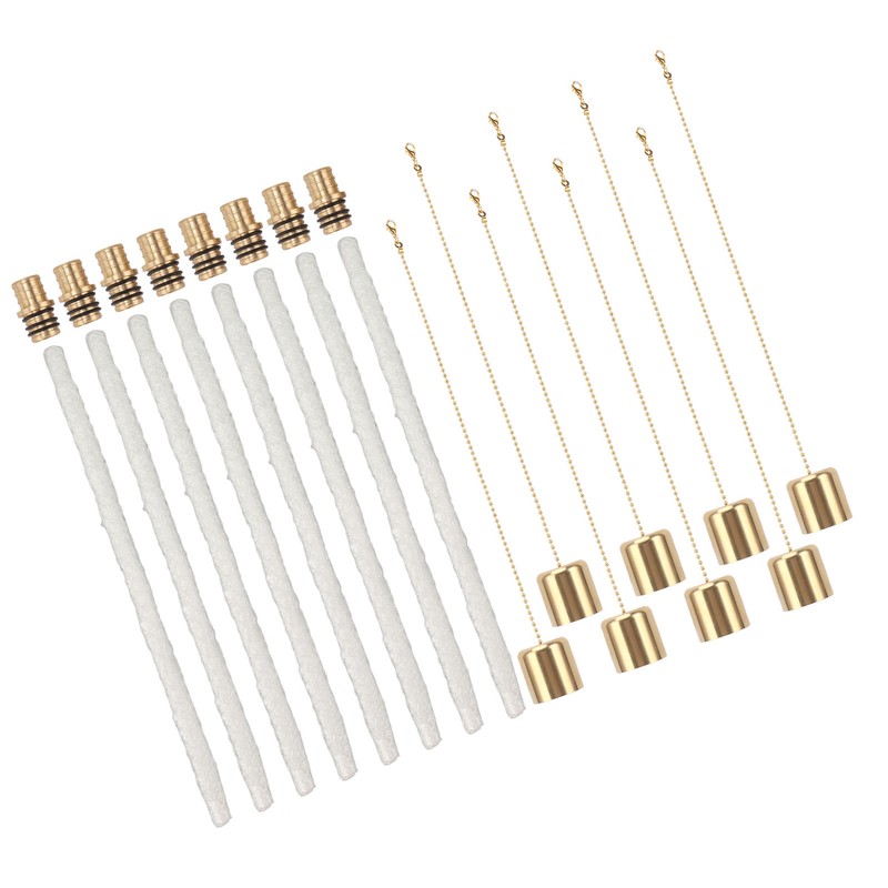 8Pack Wine Bottle Torch Kit Long Life Torch Wicks Brass