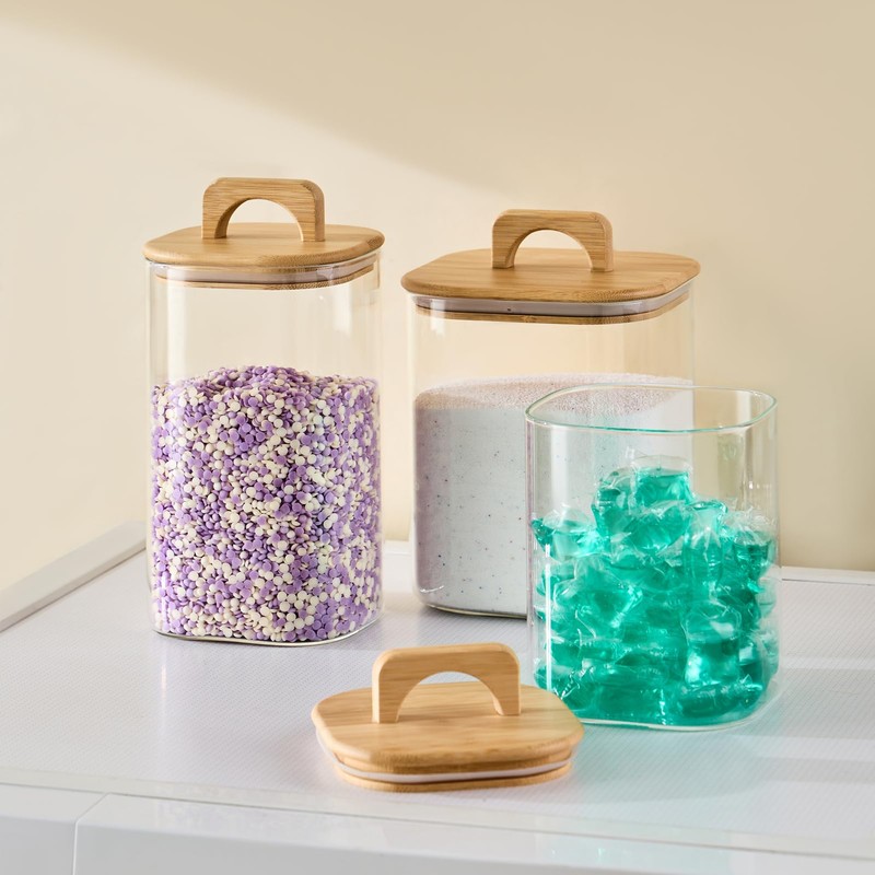 Sweejar 3 qt Glass Jars for Laundry Room Organization, 96