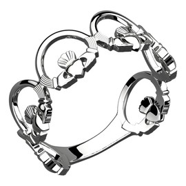 GWG Jewellery 925 Sterling Silver Ring Chain of Claddagh Rings – 6 in Gift Box for Women