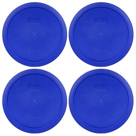 Pyrex 7402-PC 6/7 Cup Cadet Blue Food Storage Replacement Lid (4-Pack) - Made in USA