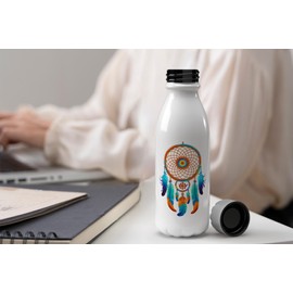 MAXIKIWI Einwandige Wasserflasche mit Schraubverschluss, nicht isoliert, leichtes Aluminium, BPA-frei, auslaufsicher, Wasserfarben-Traumfänger, 500 ml