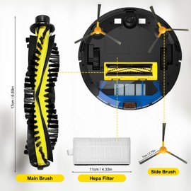 Fixbetter Tesvor X500 X500 Pro M1 M2 Accessory Kit for Neatsvor X500 Robot Vacuum Replacement Parts, 1 Roller Brush, 6 Filters, 6 Side Brushes, 1 Cleaning Brush