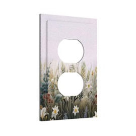 Thsanju Boho Colorful Floral Plant Wildflower 1 Gang Duplex Outlet Covers Decorative Single Light Switch Covers Electrical Receptacle Wall Plate Plug Switchplate Dimmer Faceplate for Bathroom Decor