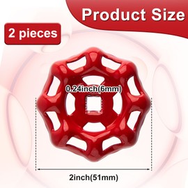 STSTR 2PCS Outdoor Faucet Handles, 6 x 6 mm Square Stem Hole Round Wheel Hose Bib Handle, Red Water Spigot Handle, Rustproof Outdoor Faucet Valve Replacement Parts for Garden Bathroom | STSTR
