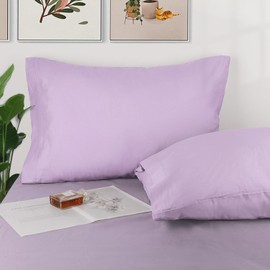 Lirex 2 Pack Pillow Cases, 100% Cotton Breathable Pillowcases Pillow Covers, 20 x 36 inch (50 x 91 cm) King Standard Size, Purple