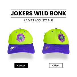 BONK Golf Ladies Adjustable Golf Hats - Tee Holder with Tees & Bill Magnet with Ball Marker - Sweat-Stain Resistant - 100% Custom Made - Center - Jokers Wild BONK