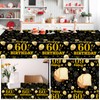 EVYIENEN 2 Pack 60th Birthday Tablecloth,Disposable Black Gold Plastic Waterproof