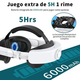 JESWO Head Strap Compatible with Meta Quest 3, Batería de 6000mAh, Carga Rápida con Accesorios Meta Quest 3, Mayor Duración y Comodidad para Los Cascos de VR