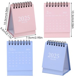 Pack of 6 Mini Desk Calendars 2024-2025, July 2024 to December 2025, Small Desk Calendar, 2024-2025 Calendar, Mini Monthly Calendar with Stickers for Home, Office, School (10.2 x 7.6 cm)