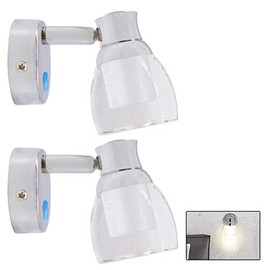 12 Volt LED Reading Light, Acrylic Rotatable Spotlight for RV Boat Camper Van Yacht Bedside Lamp with Touch Switch and Blue Circle Night Light, RV Wal