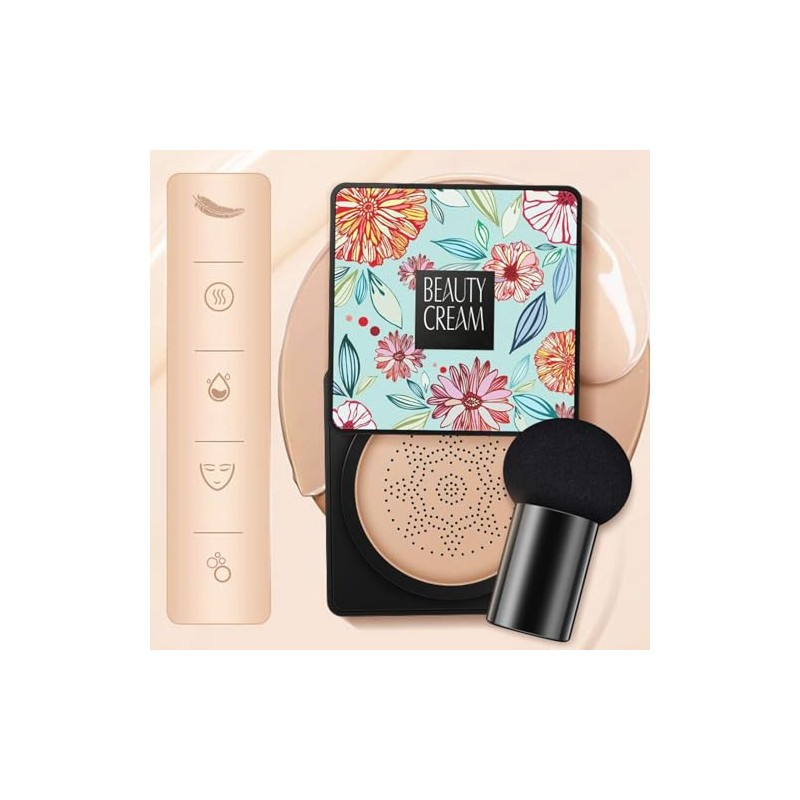 Lovelycat Base Maquillaje Cojín Aire Mushroom Head Tono Piel Uniforme